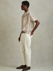 Reiss Ecru Multi Archer Jacquard Aztec Cuban Collar Shirt - Image 5 of 6