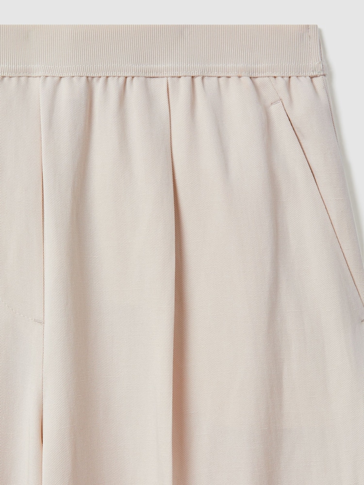 Reiss Oatmeal Vera Lyocell-Linen Wide Leg Trousers - Image 6 of 6