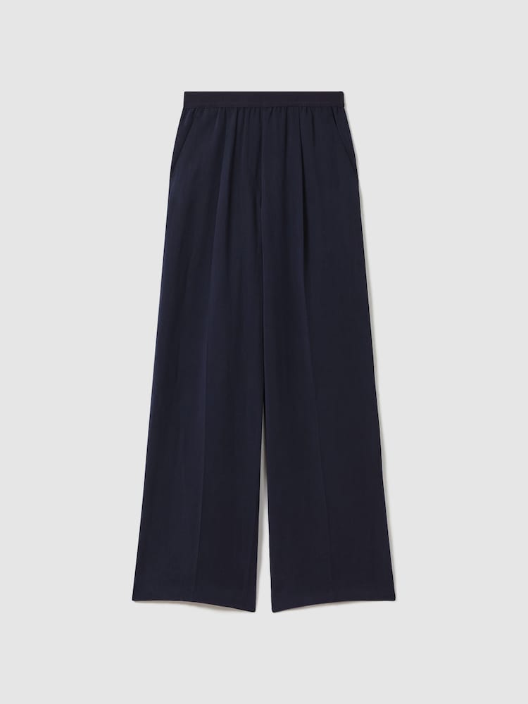 Reiss Navy Vera Lyocell-Linen Wide Leg Trousers - Image 2 of 6