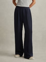 Reiss Navy Vera Lyocell-Linen Wide Leg Trousers - Image 4 of 6