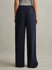 Reiss Navy Vera Lyocell-Linen Wide Leg Trousers - Image 5 of 6