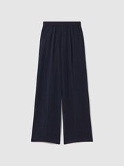 Reiss Navy Vera Petite Lyocell-Linen Wide Leg Trousers - Image 2 of 7