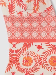 Reiss Cream/Coral Leonora Printed Plunge Neck Swimsuit - Image 6 of 6
