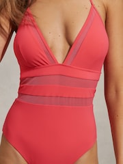 Reiss Coral Hope Mesh Tie Back Swimsuit - Image 4 of 6