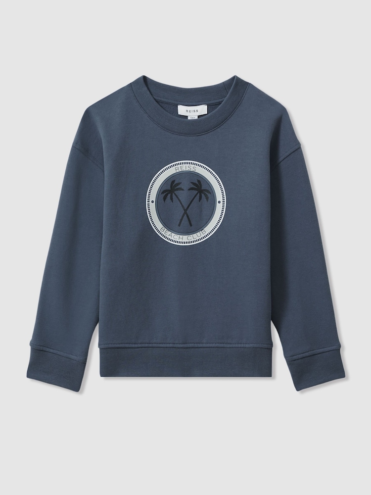 Reiss Airforce Blue Marin 9-13 yrs Cotton Motif Crew Neck Sweatshirt - Image 2 of 4
