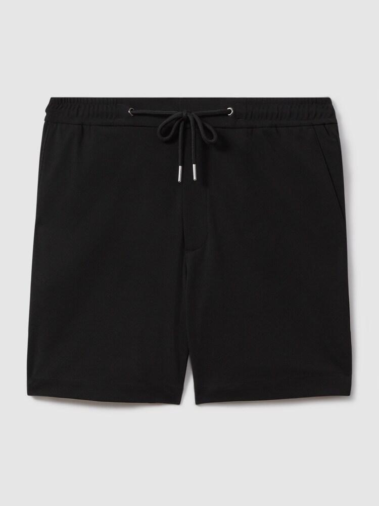 Reiss Black Newmark Textured Drawstring Shorts - Image 2 of 6