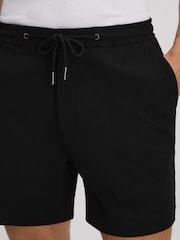 Reiss Black Newmark Textured Drawstring Shorts - Image 4 of 6