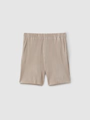Reiss Champagne Milos Elasticated Plisse Shorts - Image 2 of 6