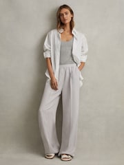 Reiss Vera Hose mit weitem Bein aus Lyocell und Leinen - Bild 1 von 6