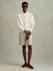 Reiss Ecru Multi River Jacquard Drawstring Shorts - Image 1 of 6