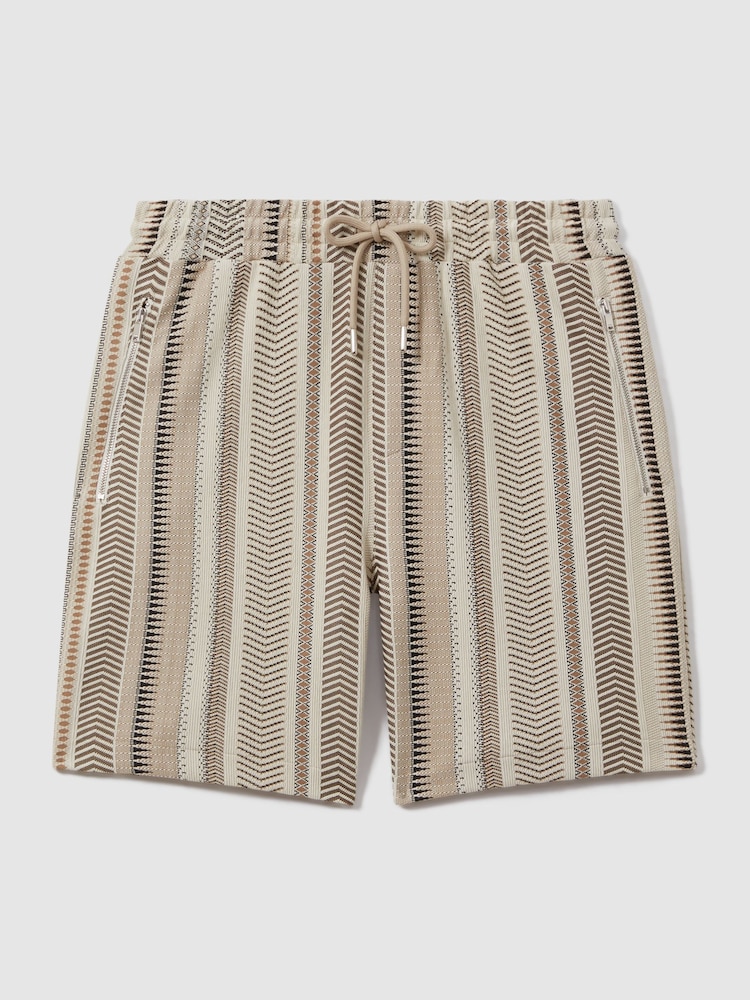 Reiss Ecru Multi River Jacquard Drawstring Shorts - Image 2 of 6
