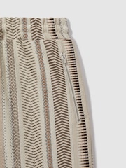 Reiss Ecru Multi River Jacquard Drawstring Shorts - Image 6 of 6