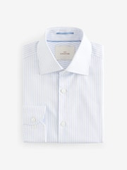 White/Blue Stripe Slim Fit Signature 100% Cotton Single Cuff Shirt With Cutaway Collar - Image 5 of 7