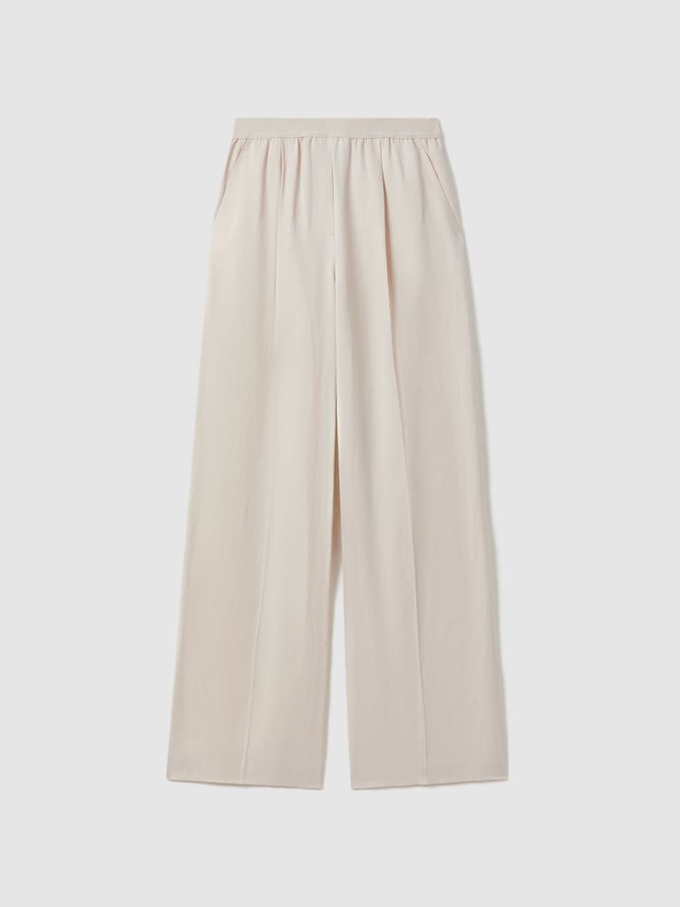 Reiss Oatmeal Vera Petite Lyocell-Linen Wide Leg Trousers - Image 2 of 7