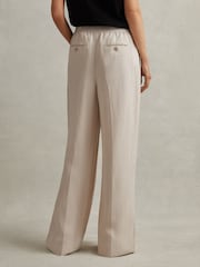 Reiss Oatmeal Vera Petite Lyocell-Linen Wide Leg Trousers - Image 3 of 7