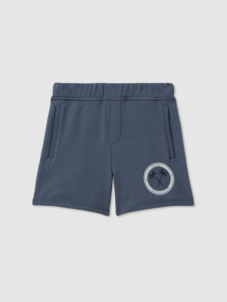 Reiss Airforce Blue Ridley 9-13 yrs Cotton Motif Sweat Shorts - Image 2 of 4