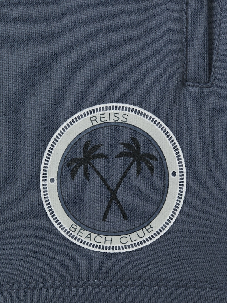 Reiss Airforce Blue Ridley 9-13 yrs Cotton Motif Sweat Shorts - Image 4 of 4