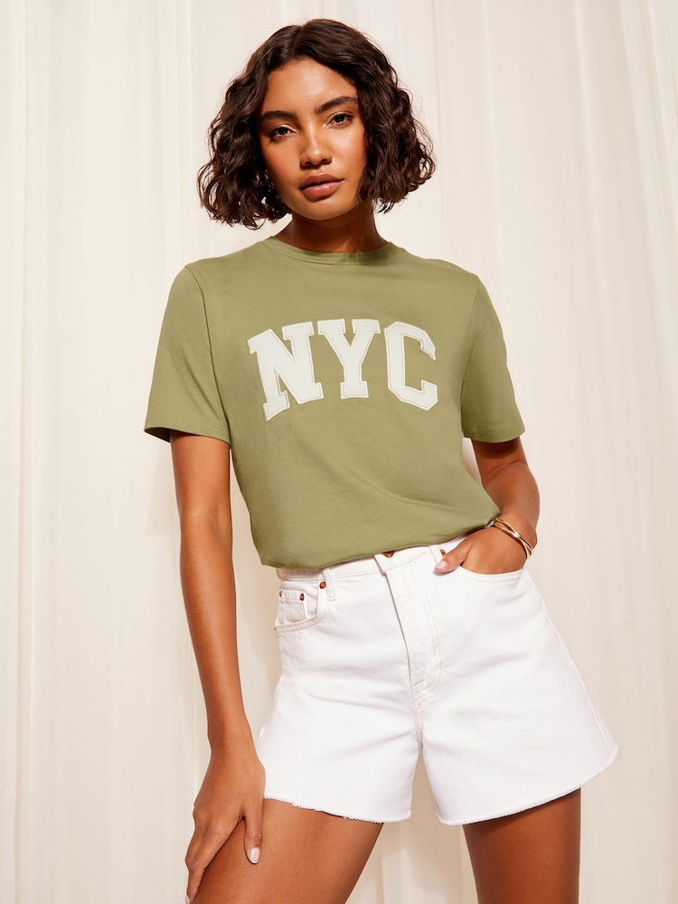Friends Like These Sage Green Round Neck Logo T-Shirt - Image 1 of 4