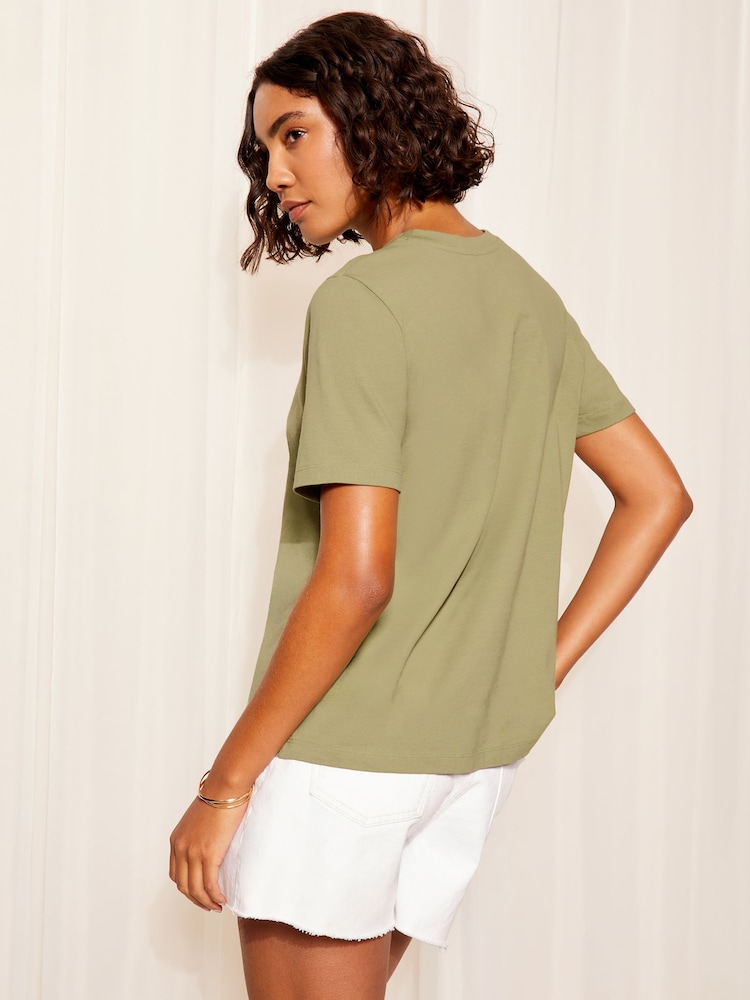 Friends Like These Sage Green Round Neck Logo T-Shirt - Image 4 of 4