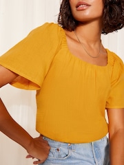 Friends Like These Bluse mit eckigem Ausschnitt und flatternden Ärmeln - Bild 3 von 4