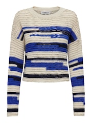 ONLY Cream Crochet Lightweight Knitted Stripe Dye Jumper - Image 5 of 6