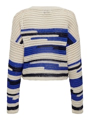 ONLY Cream Crochet Lightweight Knitted Stripe Dye Jumper - Image 6 of 6