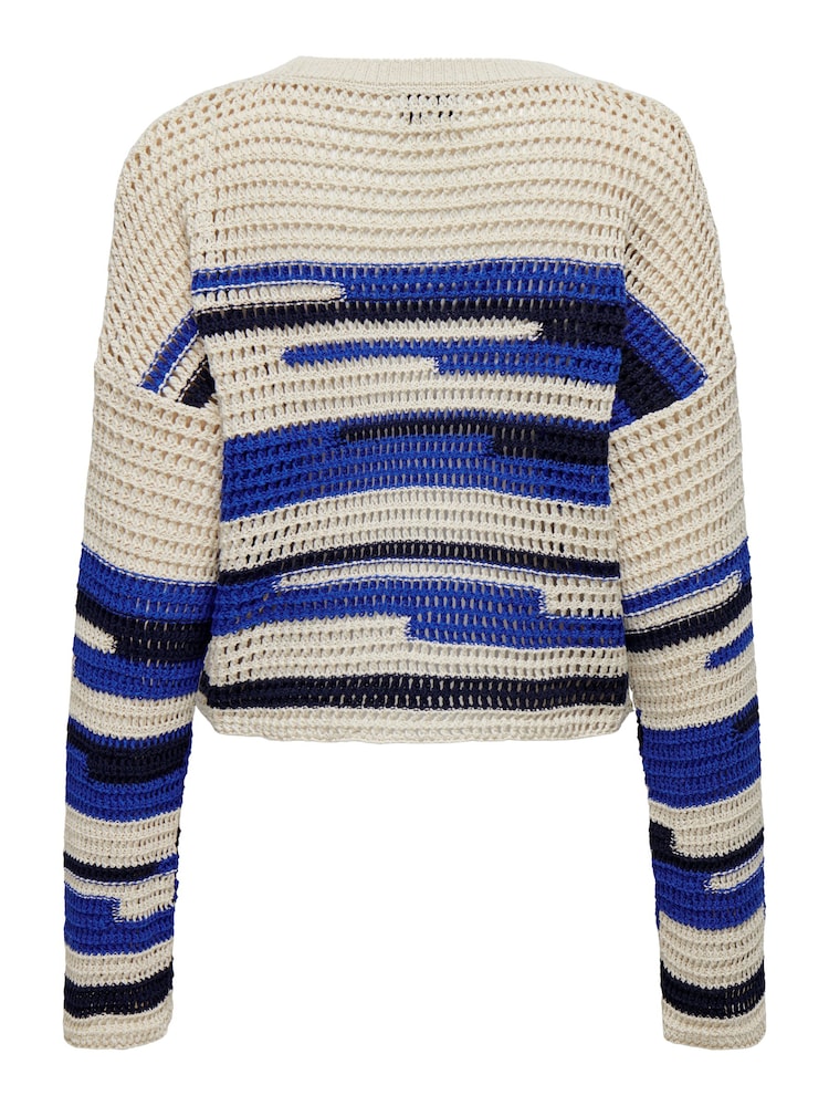 ONLY Cream Crochet Lightweight Knitted Stripe Dye Jumper - Image 6 of 6