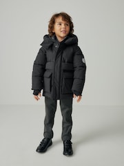 Clarks Black Boys Padded Hooded Coat - Image 1 of 16
