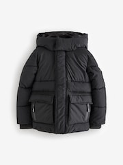 Clarks Black Boys Padded Hooded Coat - Image 10 of 16