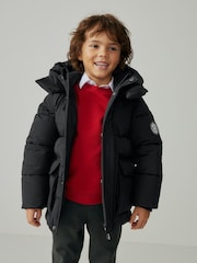 Clarks Black Boys Padded Hooded Coat - Image 3 of 16