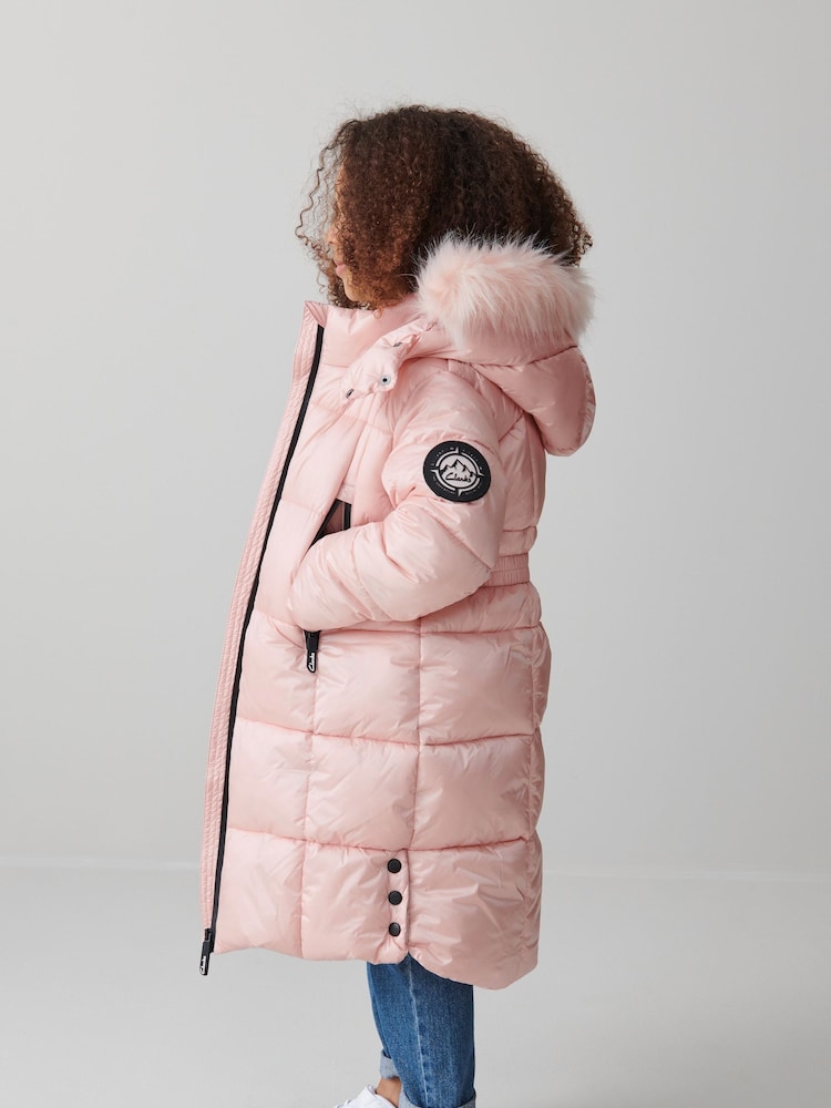 Clarks Pink Girls Longline Padded Coat - Image 1 of 11
