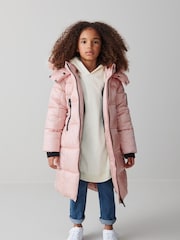 Clarks Pink Girls Longline Padded Coat - Image 2 of 11
