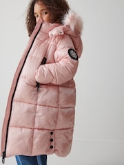 Clarks Pink Girls Longline Padded Coat - Image 3 of 11