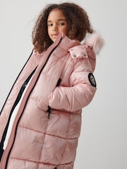 Clarks Pink Girls Longline Padded Coat - Image 4 of 11