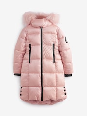 Clarks Pink Girls Longline Padded Coat - Image 6 of 11