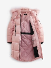 Clarks Pink Girls Longline Padded Coat - Image 7 of 11