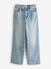 Mid Blue Turn Up Baggy 100% Cotton Jeans - Image 5 of 6
