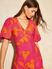 Pink - Lipsy Midaxi-Kleid mit Puffärmeln und Bindeband am Rücken - Bild 4 von 4