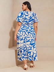 Lipsy Blue Curve Cross Front Underbust Jersey Midi Dress - Image 4 of 4