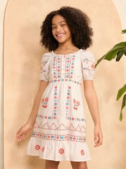 Love & Roses White Embroidery Smock Dress (From 2-16yrs) - Image 1 of 4
