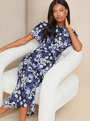 Lipsy Purple Cross Front Underbust Jersey Midi Dress - Image 1 of 4