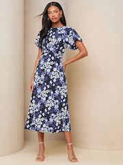 Lipsy Purple Cross Front Underbust Jersey Midi Dress - Image 3 of 4