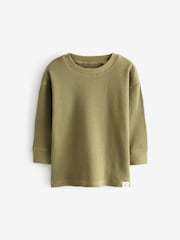 Grey/White/Green Textured 100% Cotton Long Sleeve T-Shirts 3 Pack (3mths-7yrs) - Image 2 of 6