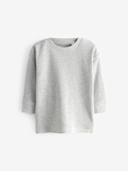 Grey/White/Green Textured 100% Cotton Long Sleeve T-Shirts 3 Pack (3mths-7yrs) - Image 5 of 6