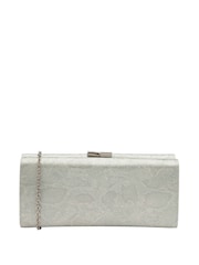 Lotus Silver/ white Clutch Bag with Chain - Image 1 of 4