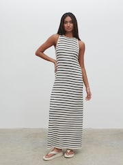 Pretty Lavish Cream / Navy Stripe Ocean Stripe Midaxi  Dress - Image 1 of 4