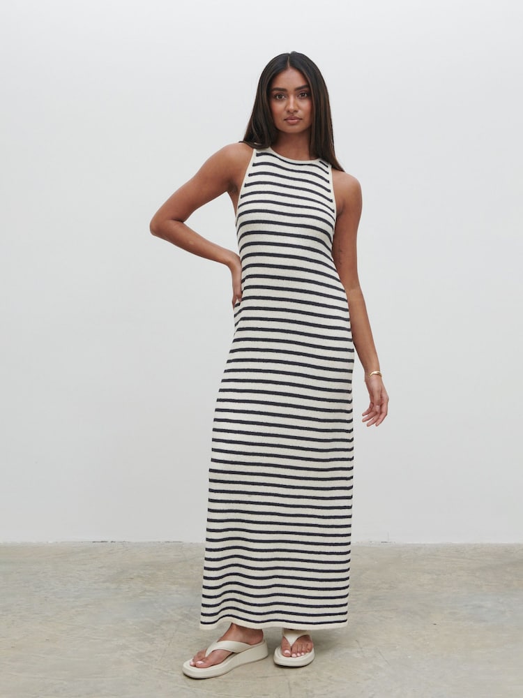 Pretty Lavish Cream / Navy Stripe Ocean Stripe Midaxi Dress - Image 1 of 4 Pretty Lavish Cream / Navy Stripe Ocean Stripe Midaxi Dress - Image 1 of 4
