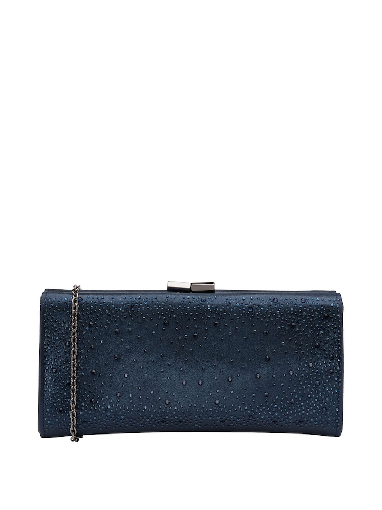 Lotus Blue Clutch Bag With Chain - Image 1 of 4 Lotus Blue Clutch Bag With Chain - Image 1 of 4