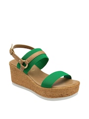Lotus Green Open-Toe Wedge Sandals - Image 1 of 4