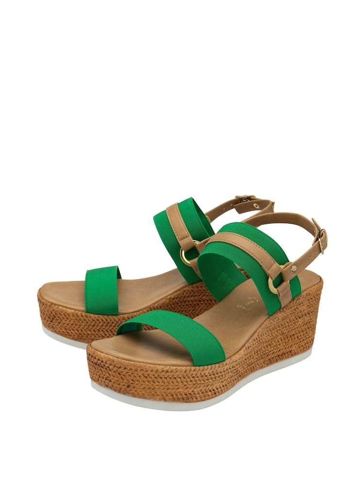 Lotus Green Open-Toe Wedge Sandals - Image 2 of 4